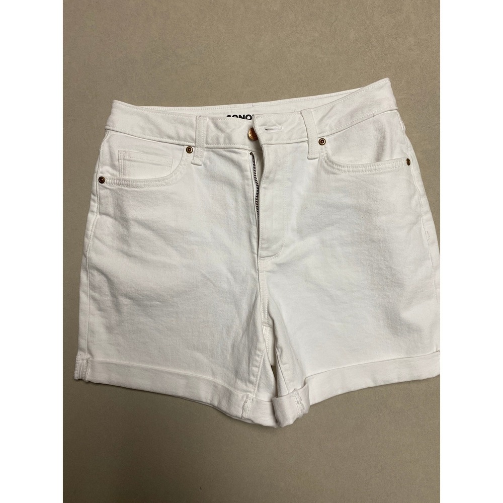 Sonoma Goods for Life White Denim Cuffed Shorts High Rise Womens Size 10